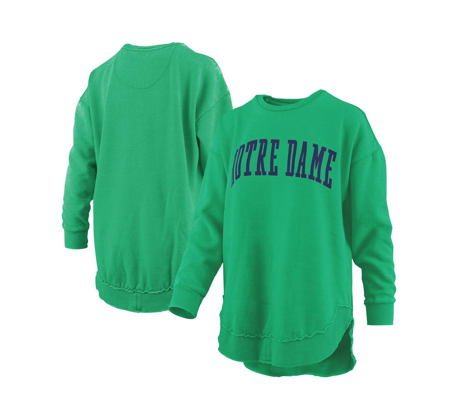 Pressbox Women's Green Notre Dame Fighting Irish Melange Poncho Vintage Fleece Long Sleeve Pullover Sweatshirt