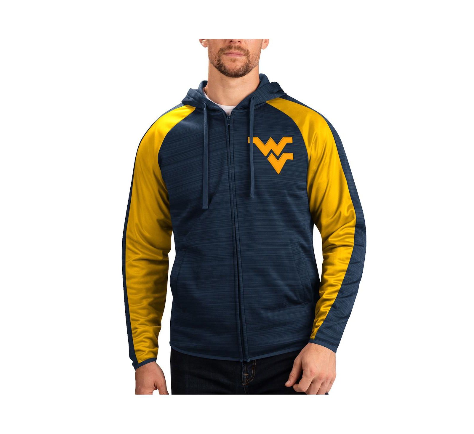 G-III Sports by Carl Banks Мужская ветровка-худи Raglan Full-Zip Navy West Virginia Mountaineers