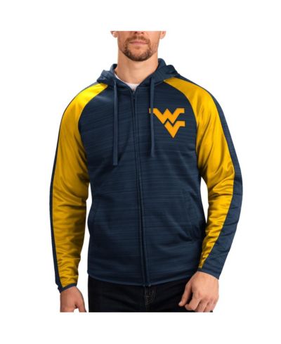 G-III Sports by Carl Banks Мужская ветровка-худи Raglan Full-Zip Navy West Virginia Mountaineers