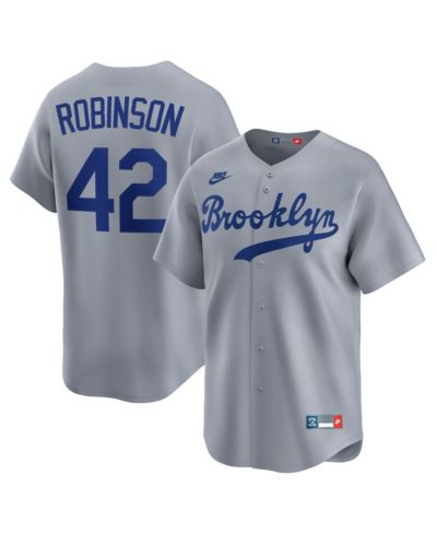 Мужская джерси Nike Jackie Robinson Gray Brooklyn Dodgers Throwback Cooperstown Collection Limited