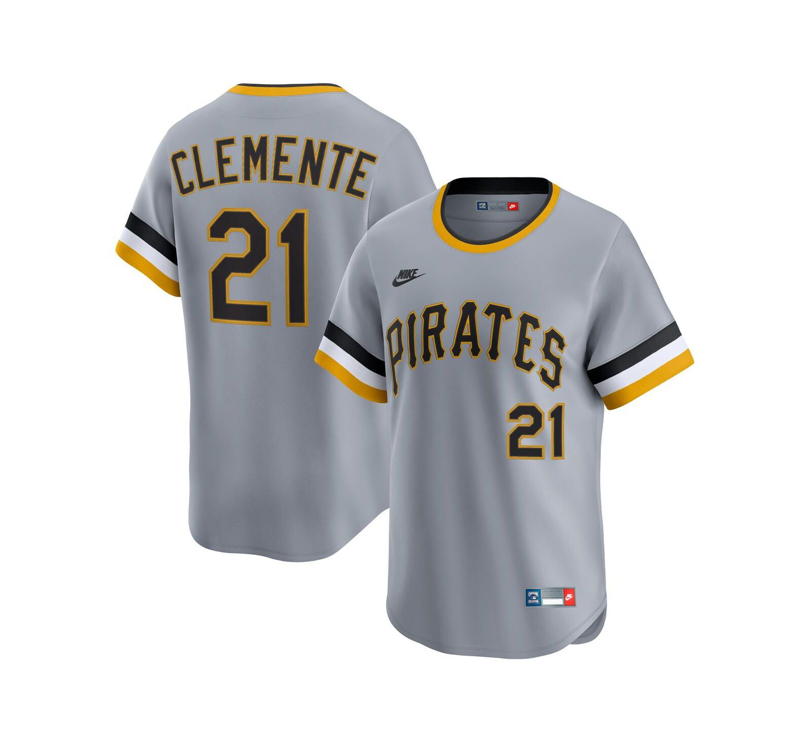 Мужская джерси Nike Roberto Clemente Gray Pittsburgh Pirates Throwback Cooperstown Collection Limited