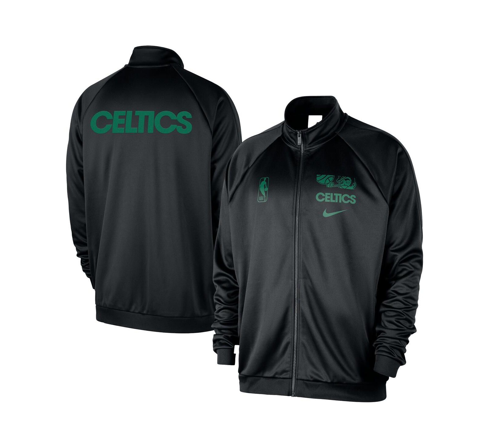 Nike Men's Black Boston Celtics Courtside Pique Club Full-Zip Track Jacket