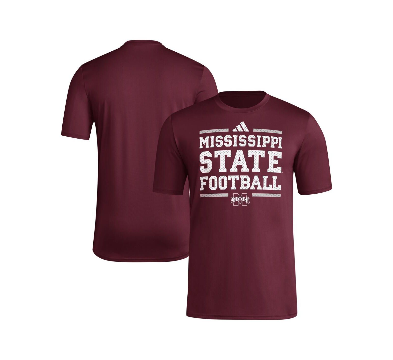 Adidas Men's Maroon Mississippi State Bulldogs Locker Football Pre-Game AEROREADY T-Shirt