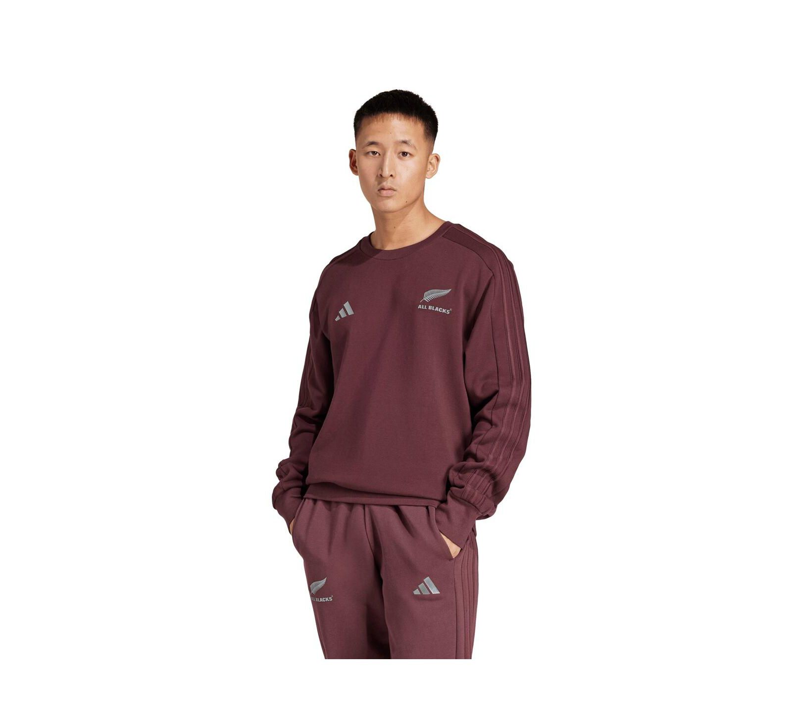 Adidas Men's Maroon New Zealand Rugby All Blacks Pullover Sweatshirt