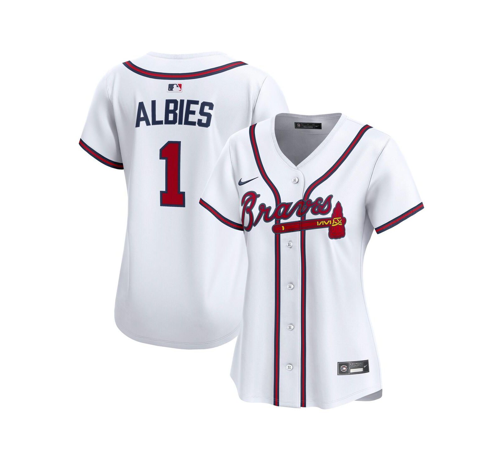 Женская джерси Nike Ozzie Albies White Atlanta Braves Home Limited Player