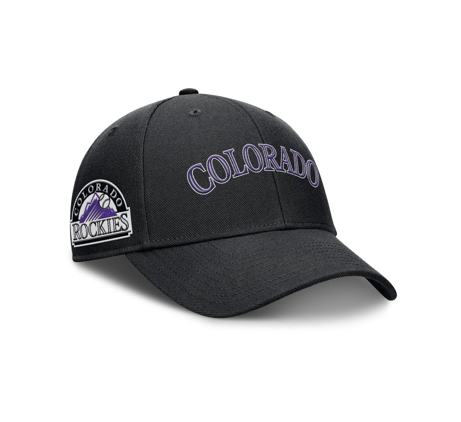 Nike Men's Black Colorado Rockies Rise Gaberdine Adjustable Hat
