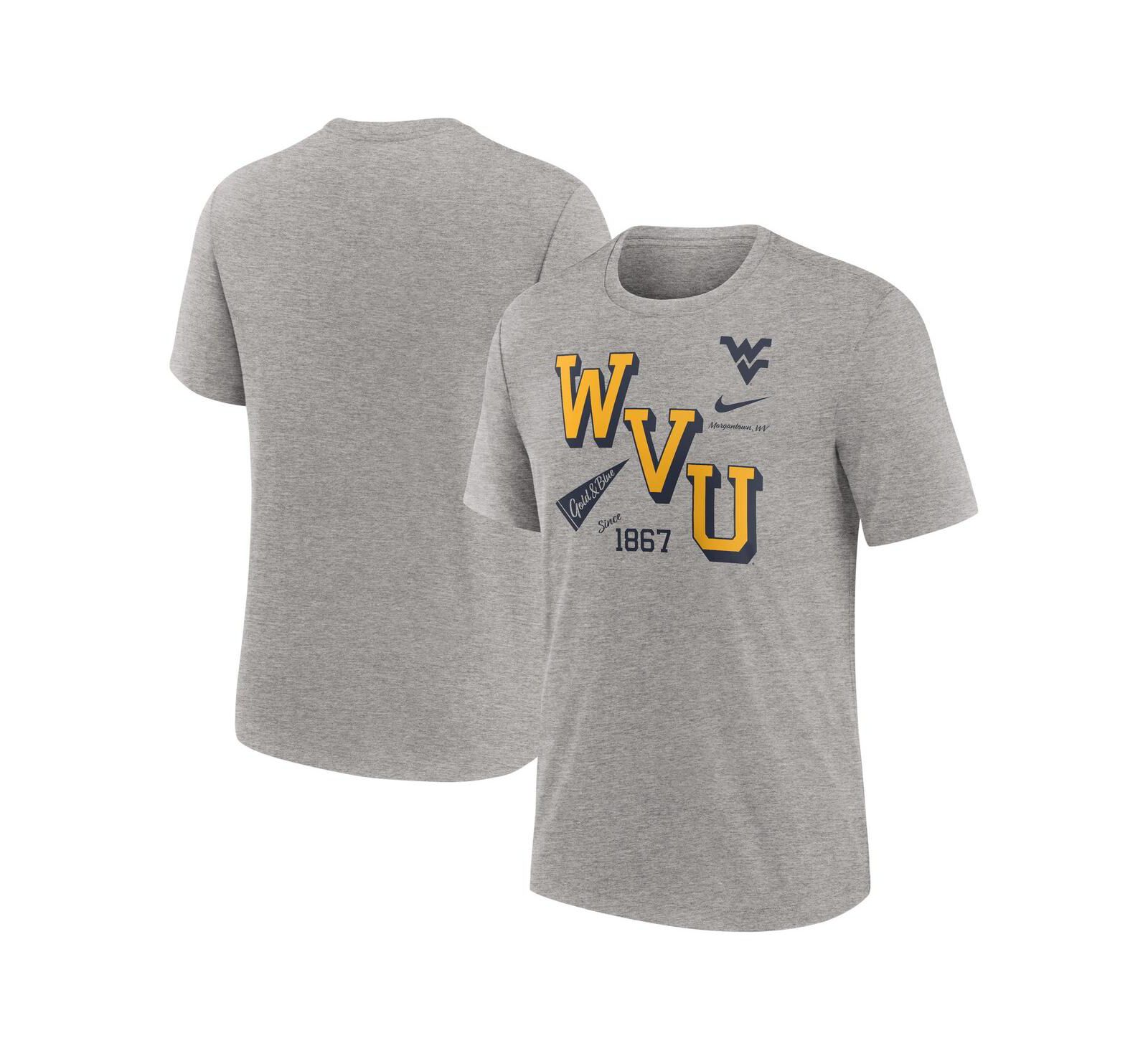 Мужской Nike Heather Gray West Virginia Mountaineers Blitz Roll Call Tri-Blend T-Shirt