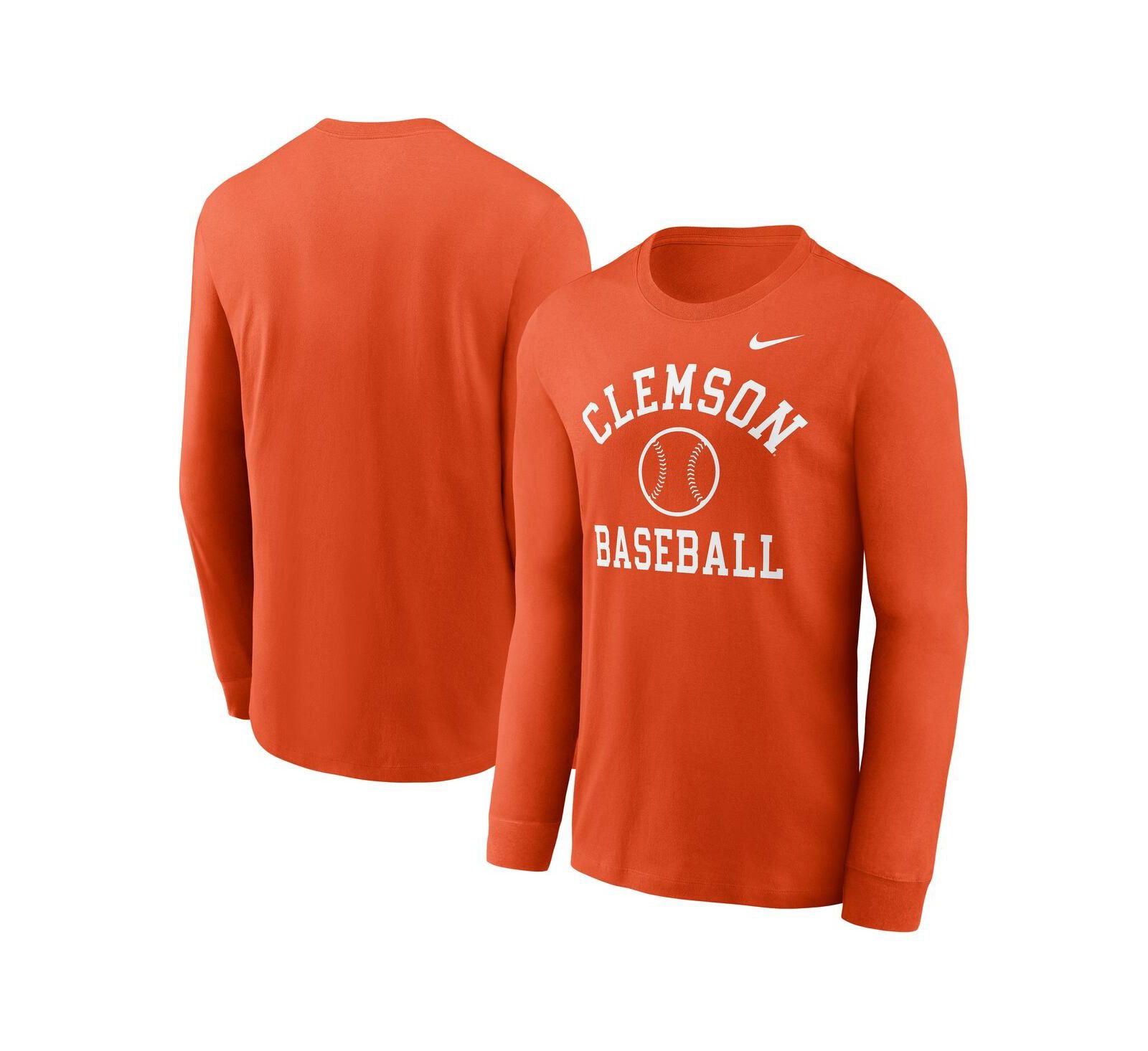 Nike Мужская футболка Nike Clemson Tigers Essential Baseball Arch Long Sleeve Orange