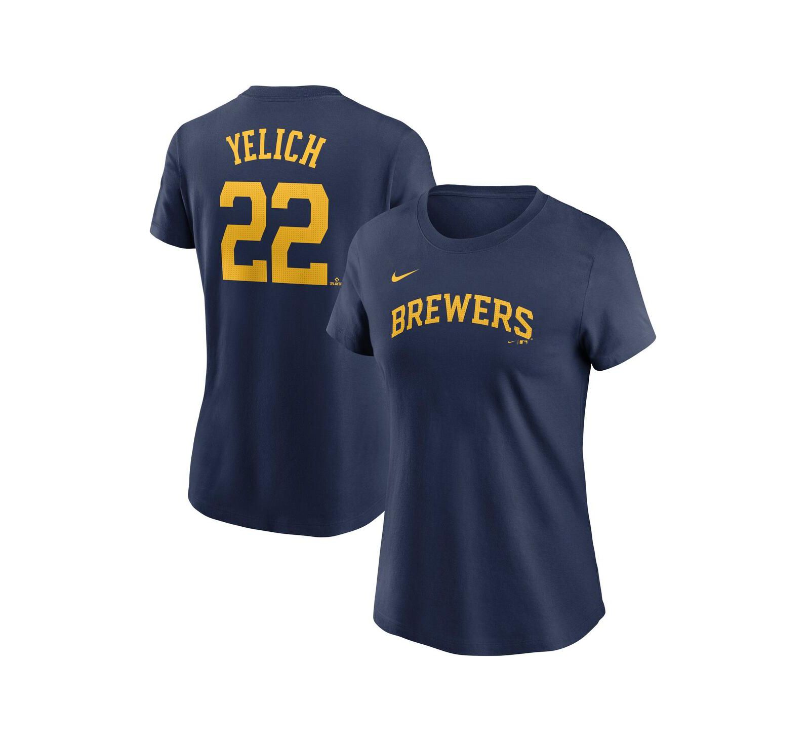 Nike Женская футболка Milwaukee Brewers Christian Yelich, темно-синяя