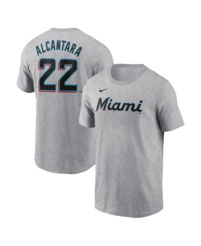 Nike Men's Sandy Alcantara Heather Gray Miami Marlins Fuse Name & Number T-Shirt