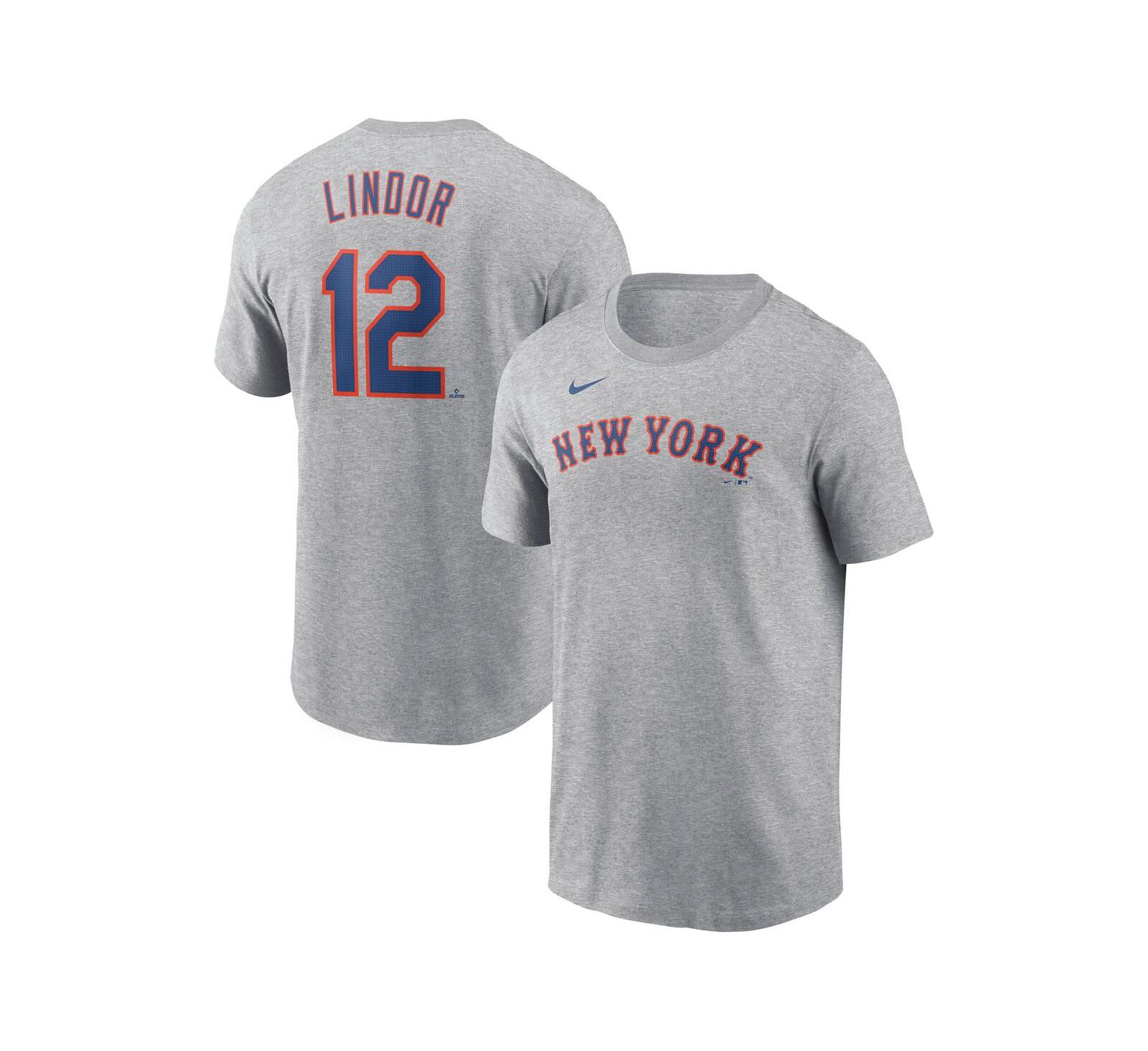 Nike Men's Francisco Lindor Heather Gray New York Mets Fuse Name & Number T-Shirt
