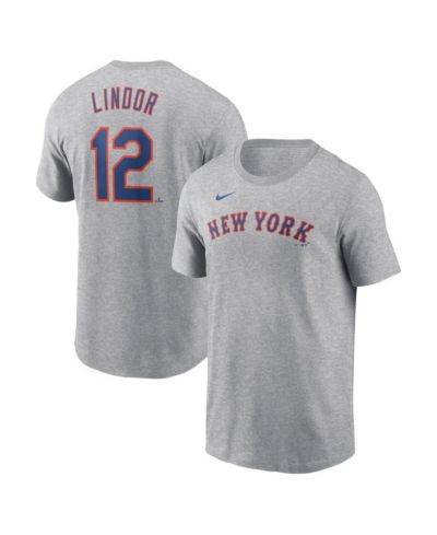 Nike Men's Francisco Lindor Heather Gray New York Mets Fuse Name & Number T-Shirt