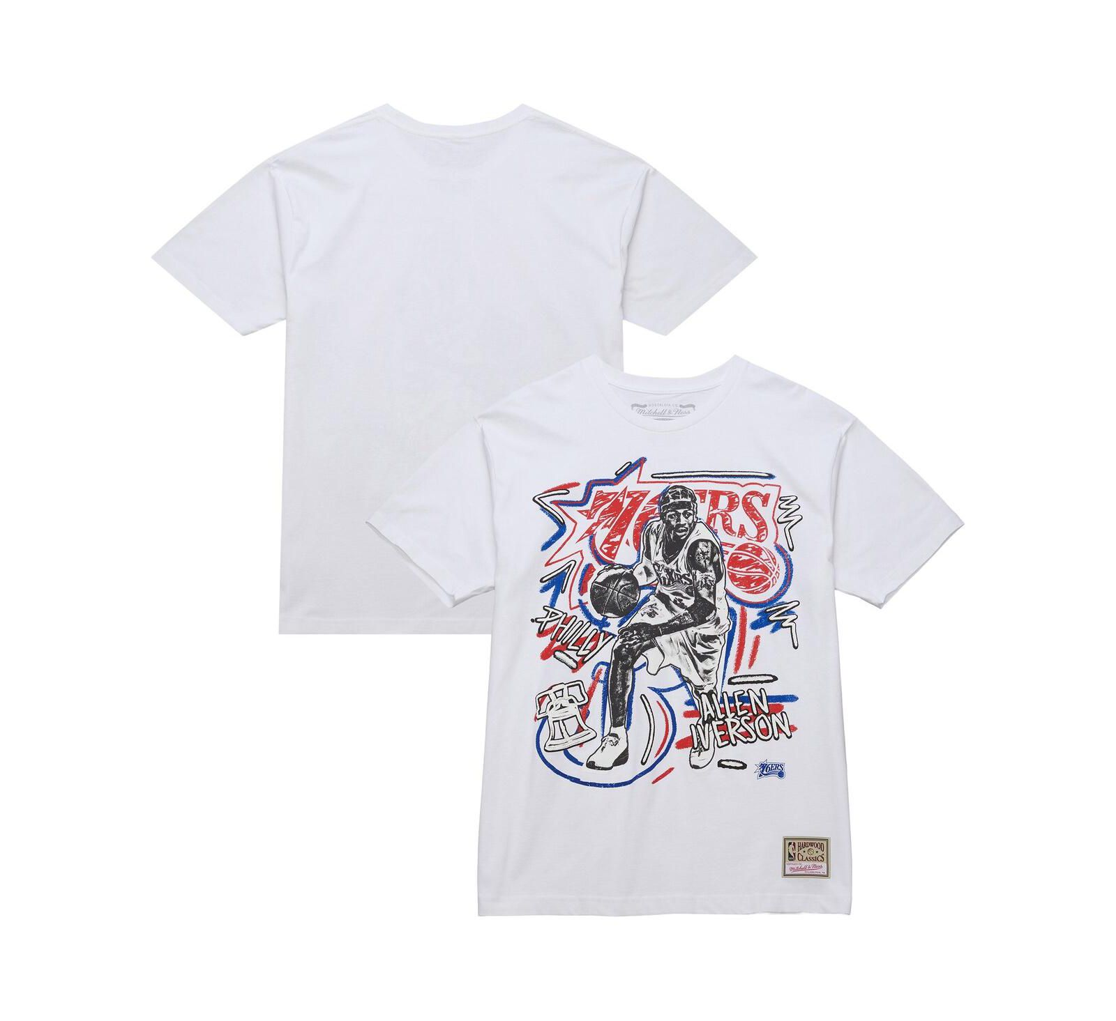 Mitchell & Ness Men's Allen Iverson White Philadelphia 76ers Hardwood Classics Chalked Up T-Shirt