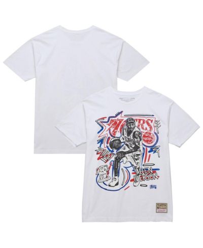 Mitchell & Ness Men's Allen Iverson White Philadelphia 76ers Hardwood Classics Chalked Up T-Shirt