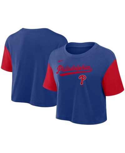 Женская укороченная футболка Nike Philadelphia Phillies Script, синий/красный