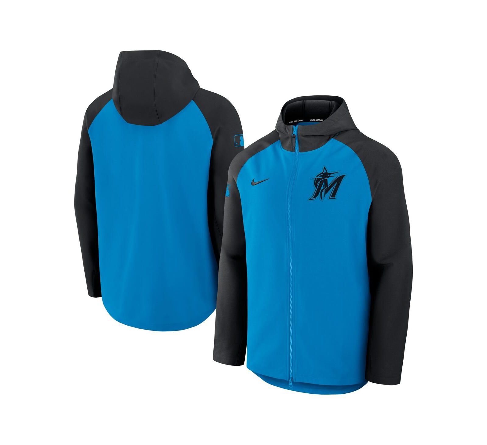 Nike Men's Blue/Black Miami Marlins Authentic Collection Raglan Performance Full-Zip Jacket