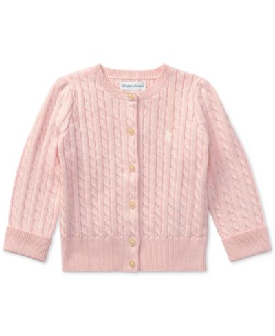 Детский хлопковый кардиган Polo Ralph Lauren Baby Girls с вязаным узором