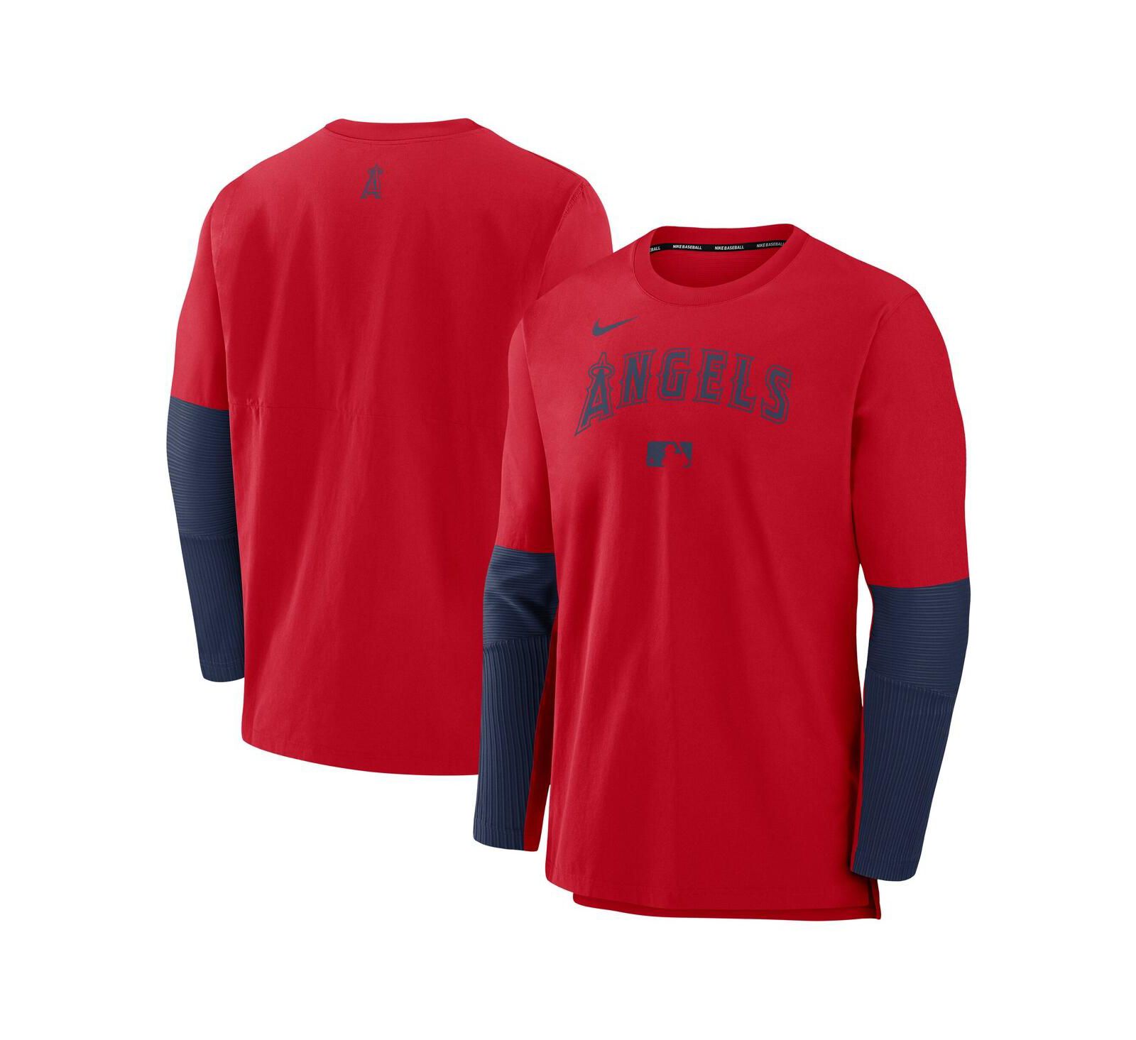 Nike Мужской Red/Navy Los Angeles Angels Authentic Collection Player Lightweight Performance Long Sleeve Top