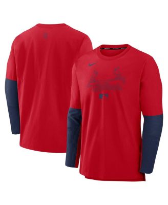 Мужской топ Nike Red/Navy St. Louis Cardinals Authentic Collection Player Lightweight Performance Long Sleeve