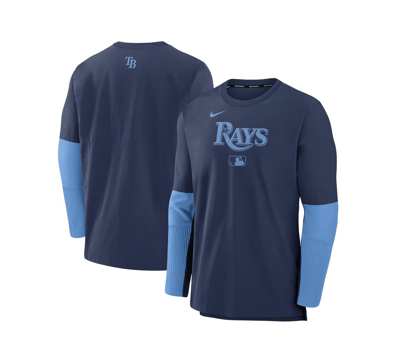 Nike Мужская спортивная кофта Nike Tampa Bay Rays Authentic Collection Player Lightweight Performance Long Sleeve Top, Navy/Light Blue