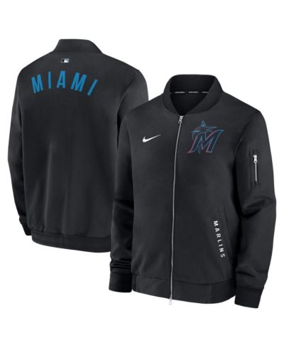 Nike Мужской черный бомбер-куртка Miami Marlins Authentic Collection Dugout Full-Zip