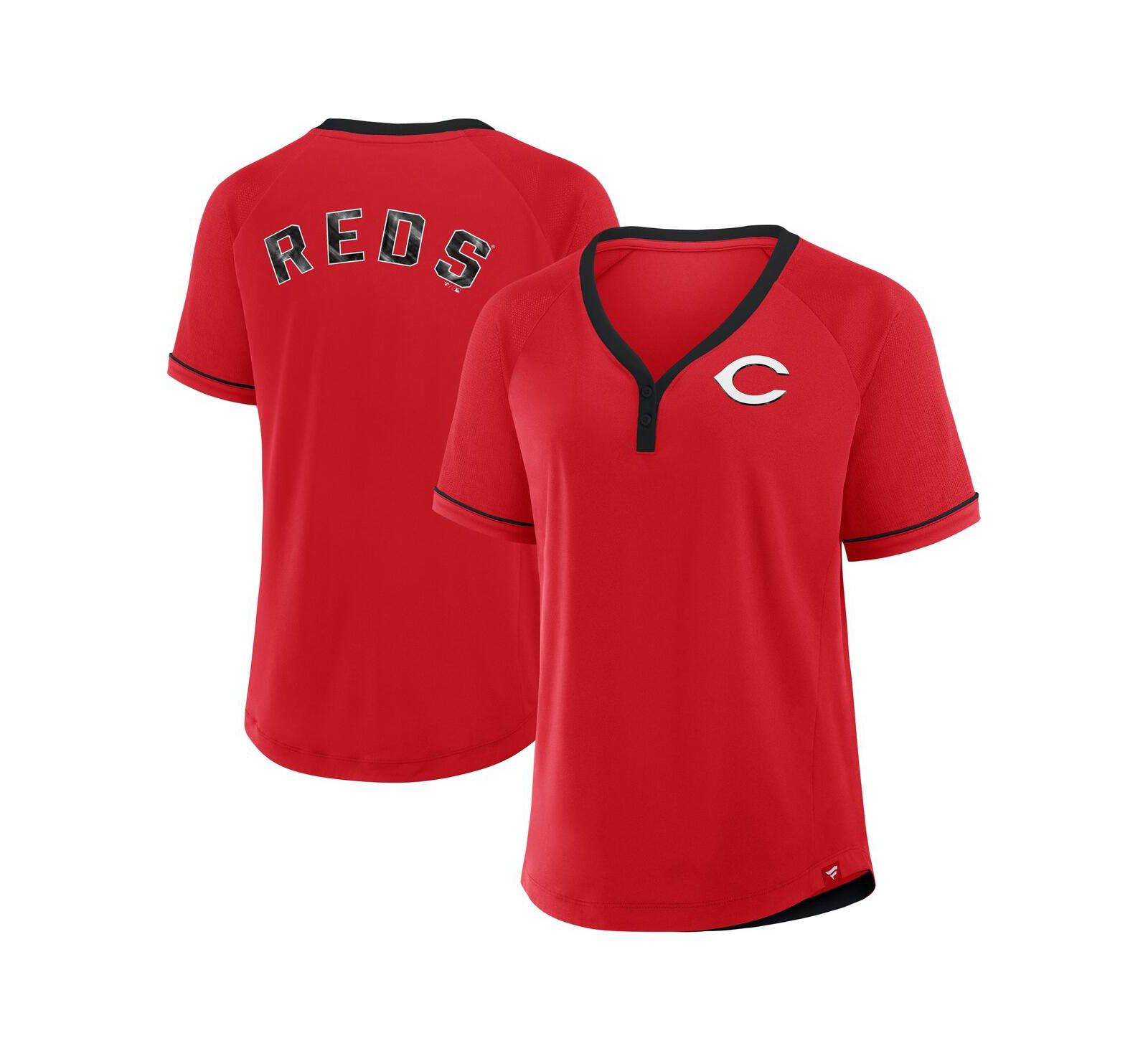 Женская футболка Fanatics Red Cincinnati Reds League Diva Star Raglan V-Neck T-Shirt