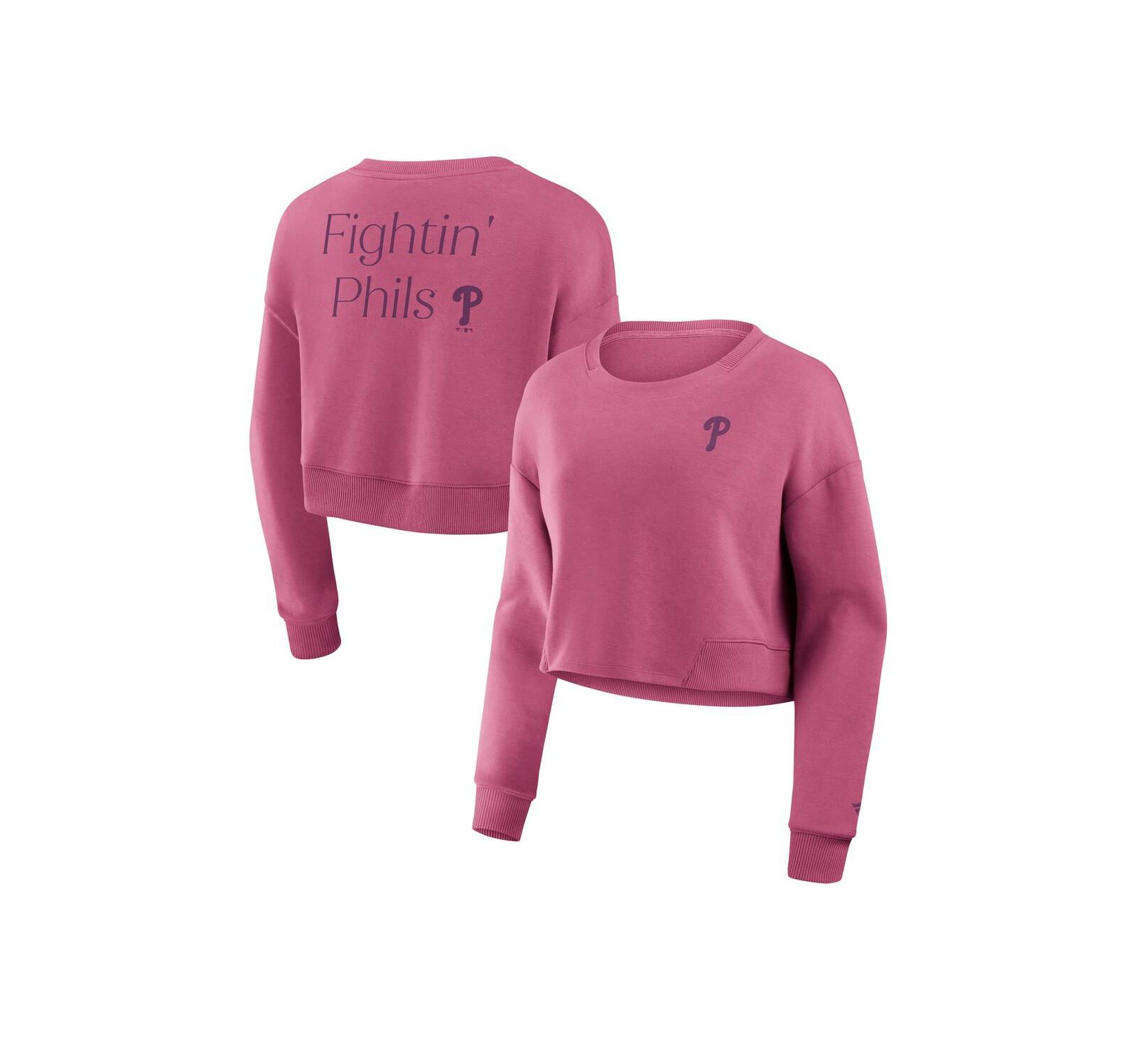 Женская толстовка Fanatics Women's Pink Philadelphia Phillies Relax Studio Cropped Pullover