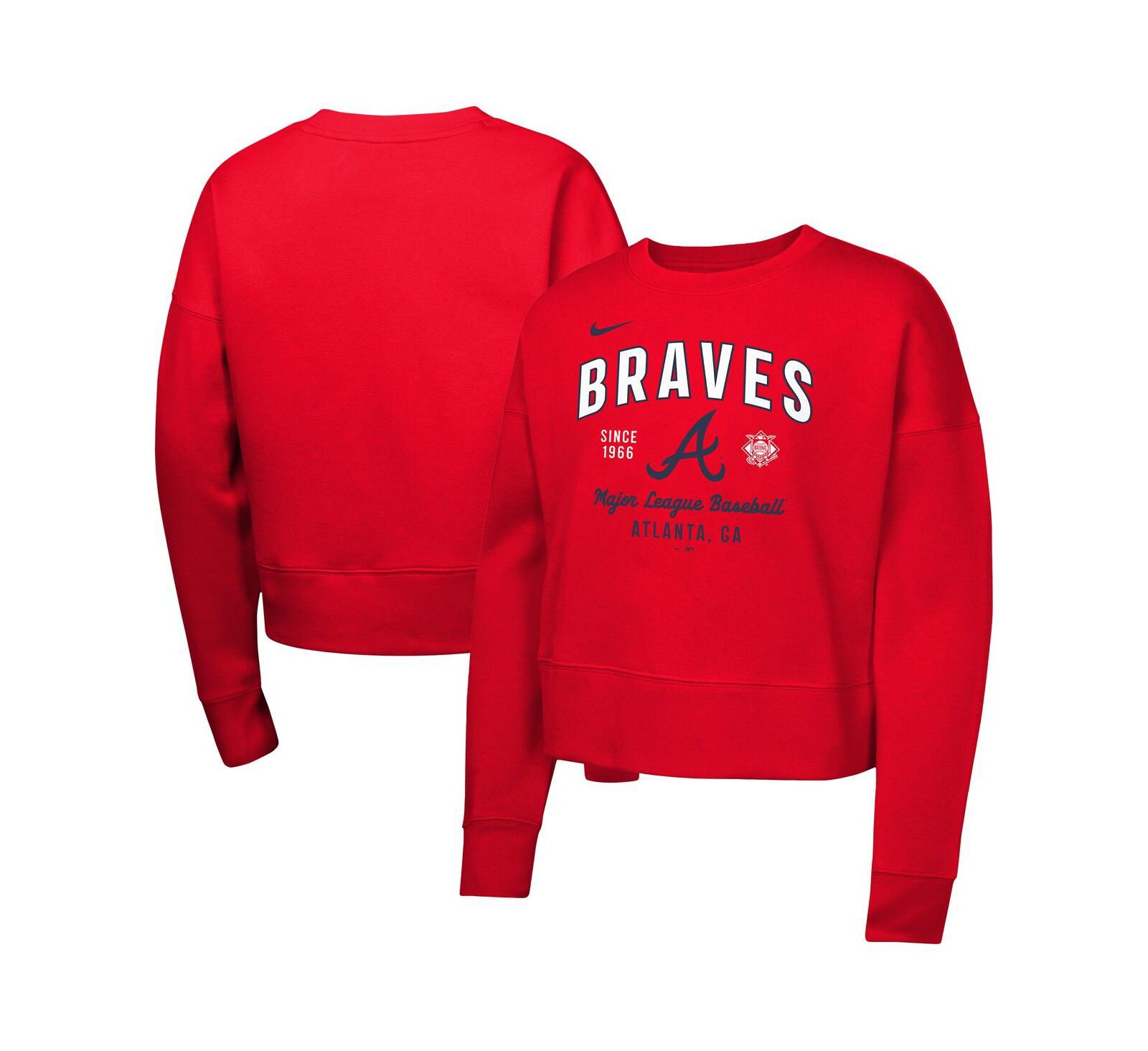 Nike Big Girls Red Atlanta Braves Fleece Sweatshirt