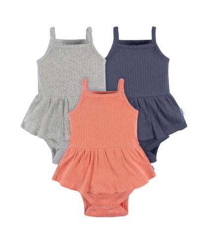 Gerber Baby Girls' 3-Pack Sleeveless Skirted Onesies Bodysuits, Winsome Orchid