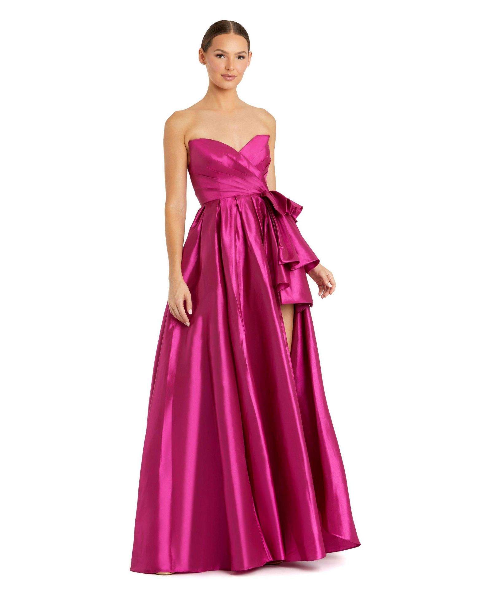 Mac Duggal женское вечернее платье из тафты без бретелек с рюшами
