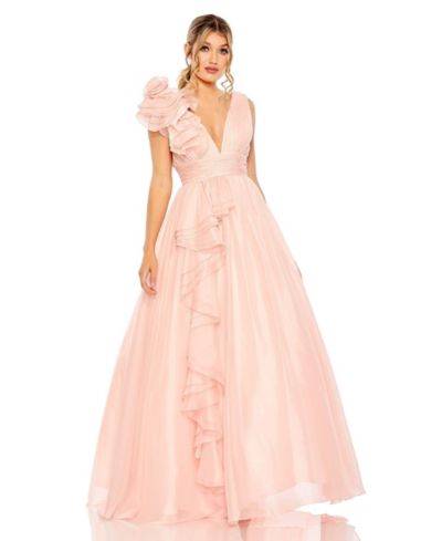 Mac Duggal Женское вечернее платье с открытыми плечами и V-образным вырезом