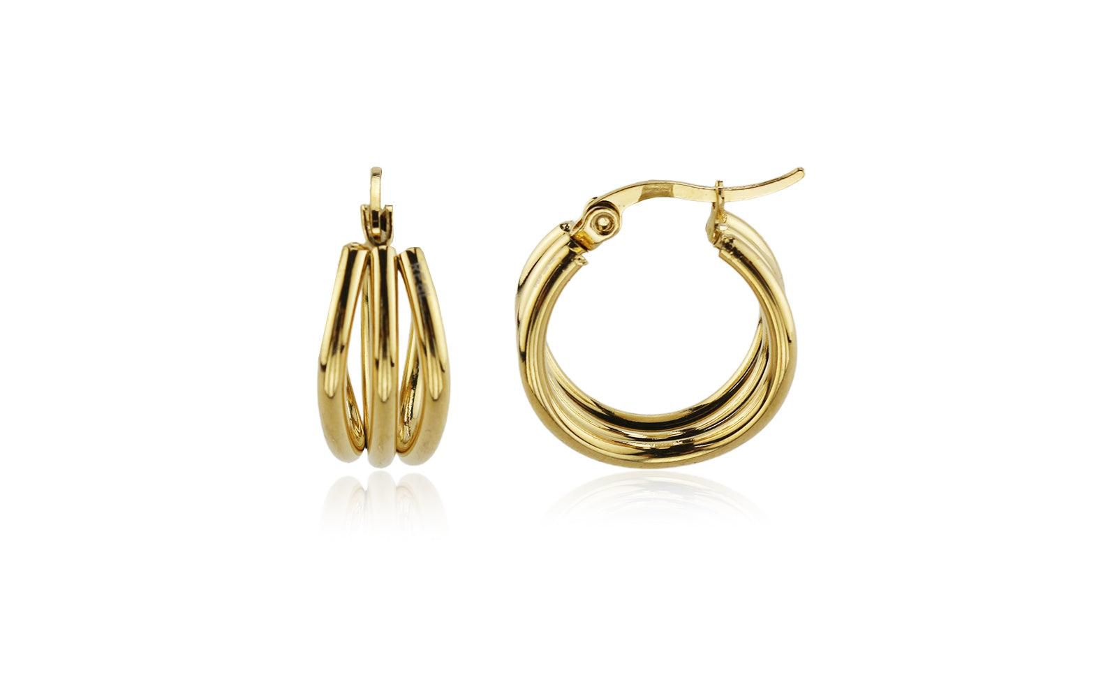 Rebl Jewelry серьги-кольца Triple Line из нержавеющей стали