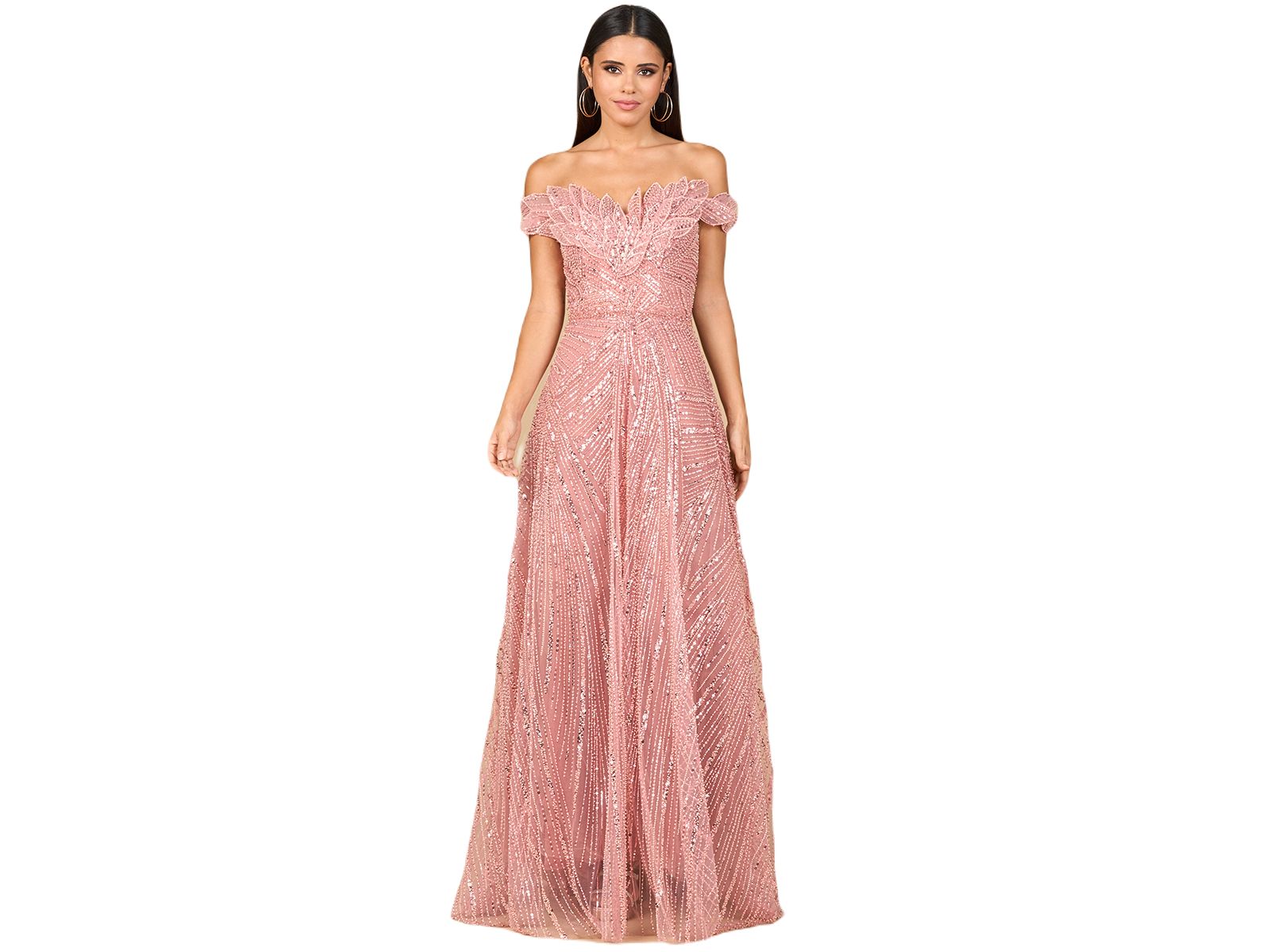 Lara Women's Off Shoulder Beaded Ballgown