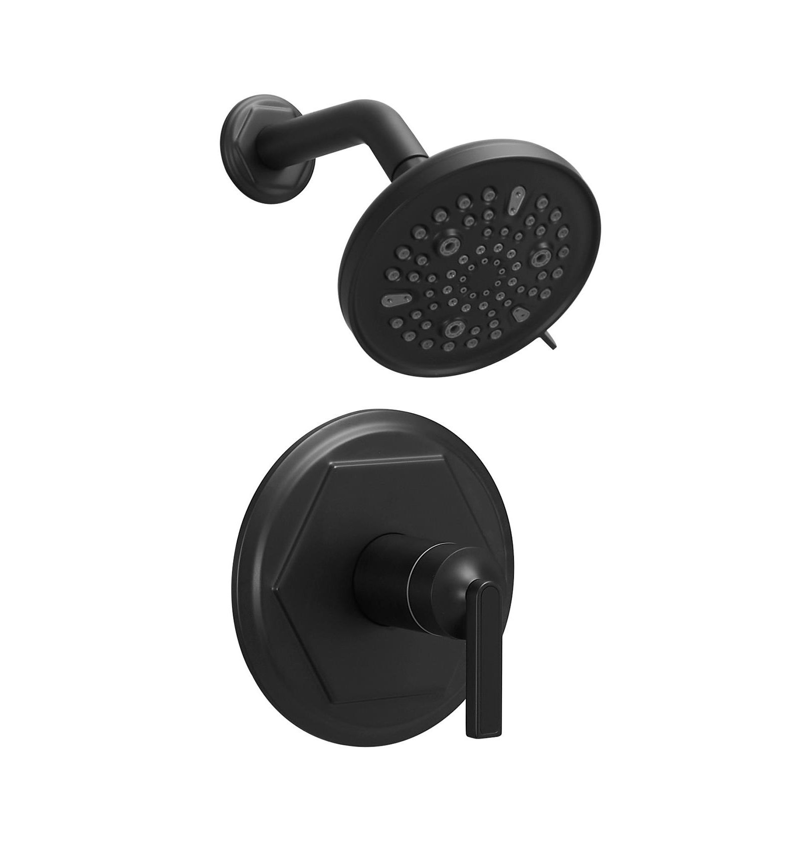 Greenspring Single Handle 9-Spray Round Rain Shower Faucet 1.8 GPM with Pressure Balance Valve in. Matte Black