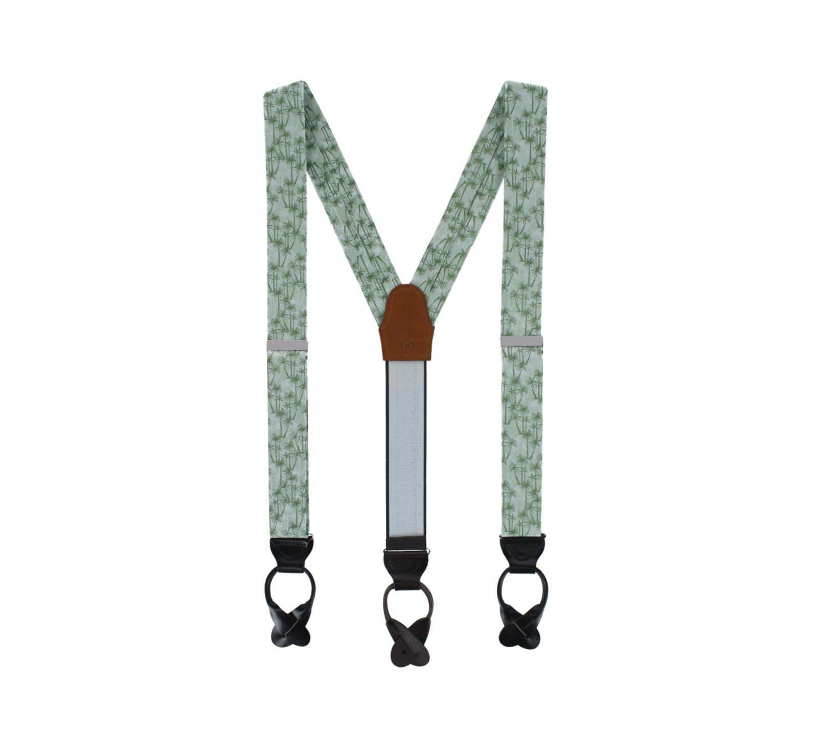 TRAFALGAR Men's Nohea Palm Tree Linen Blend Novelty Button End Suspenders