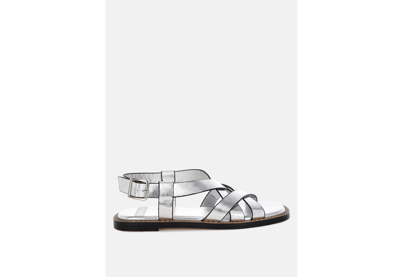 Rag & Co Women's Doata Metallic Genuine Leather Buckled Flats