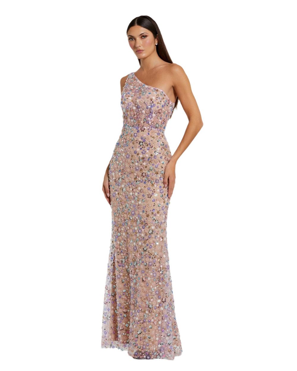 Женское вечернее платье Mac Duggal с цветочным декором и асимметричным плечом