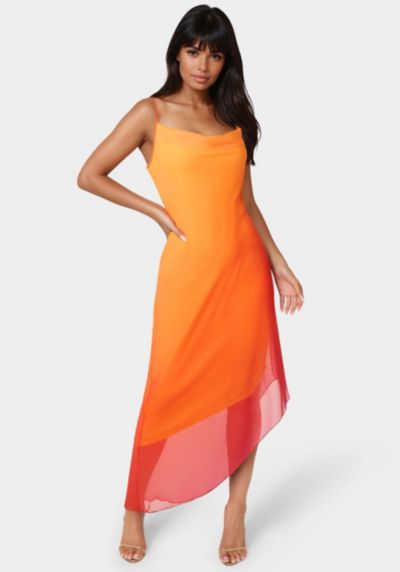 Bebe Women's Ombre Chiffon Cowl Dress
