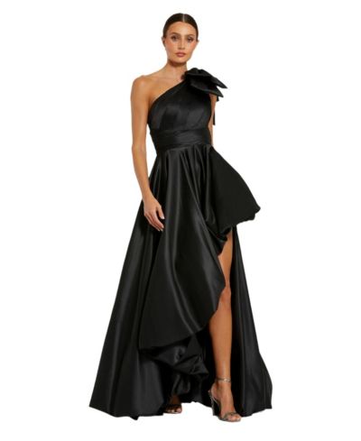 Mac Duggal Women's Satin One Shoulder Bow Gown