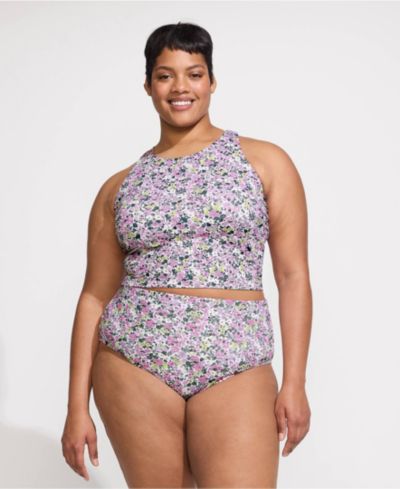 Lands' End Women's High Neck Racerback Midkini Top