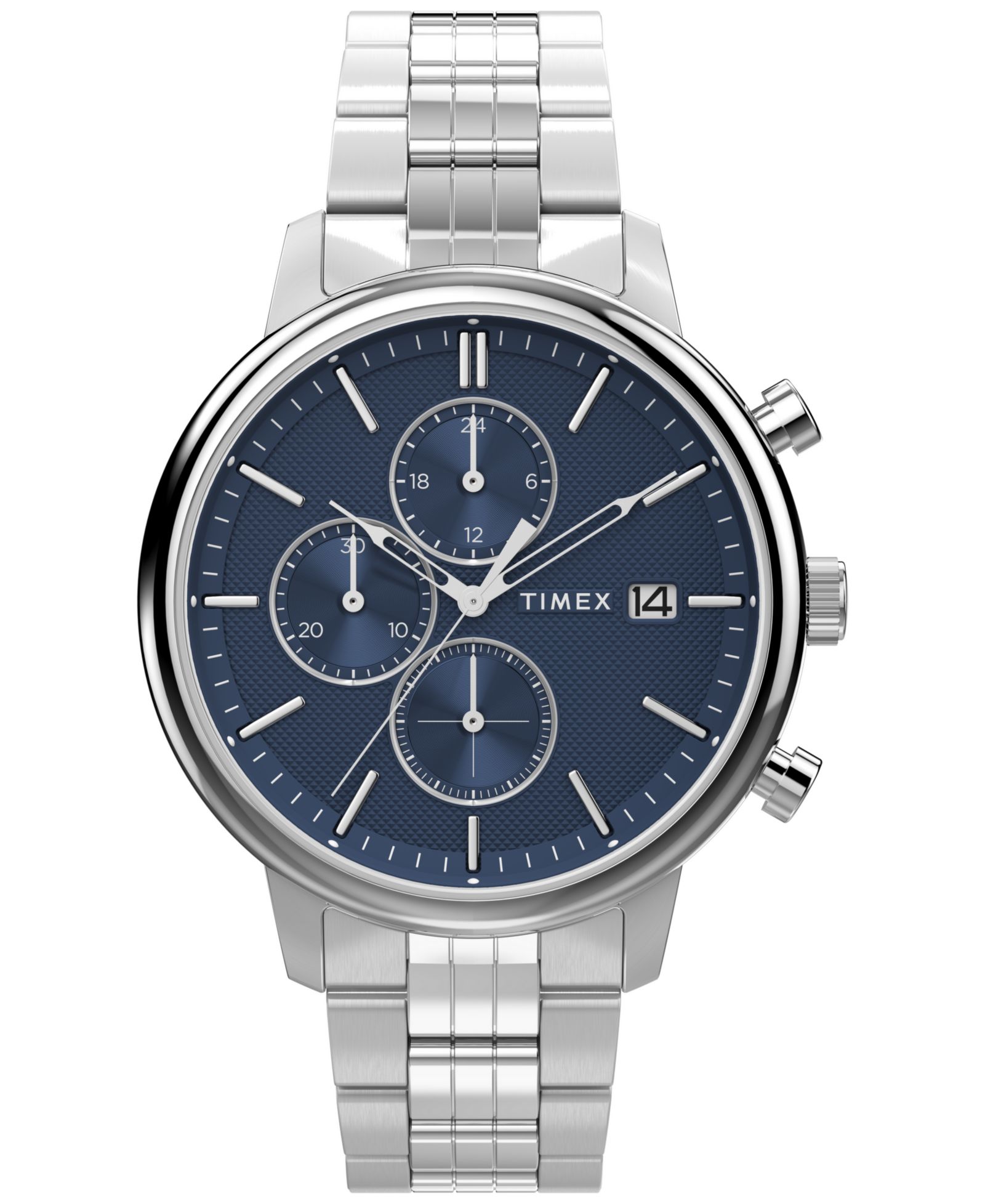 Timex Men's Analog Silver-Tone Stainless Steel Watch, 45mm
