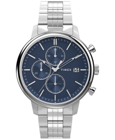 Timex Men's Analog Silver-Tone Stainless Steel Watch, 45mm