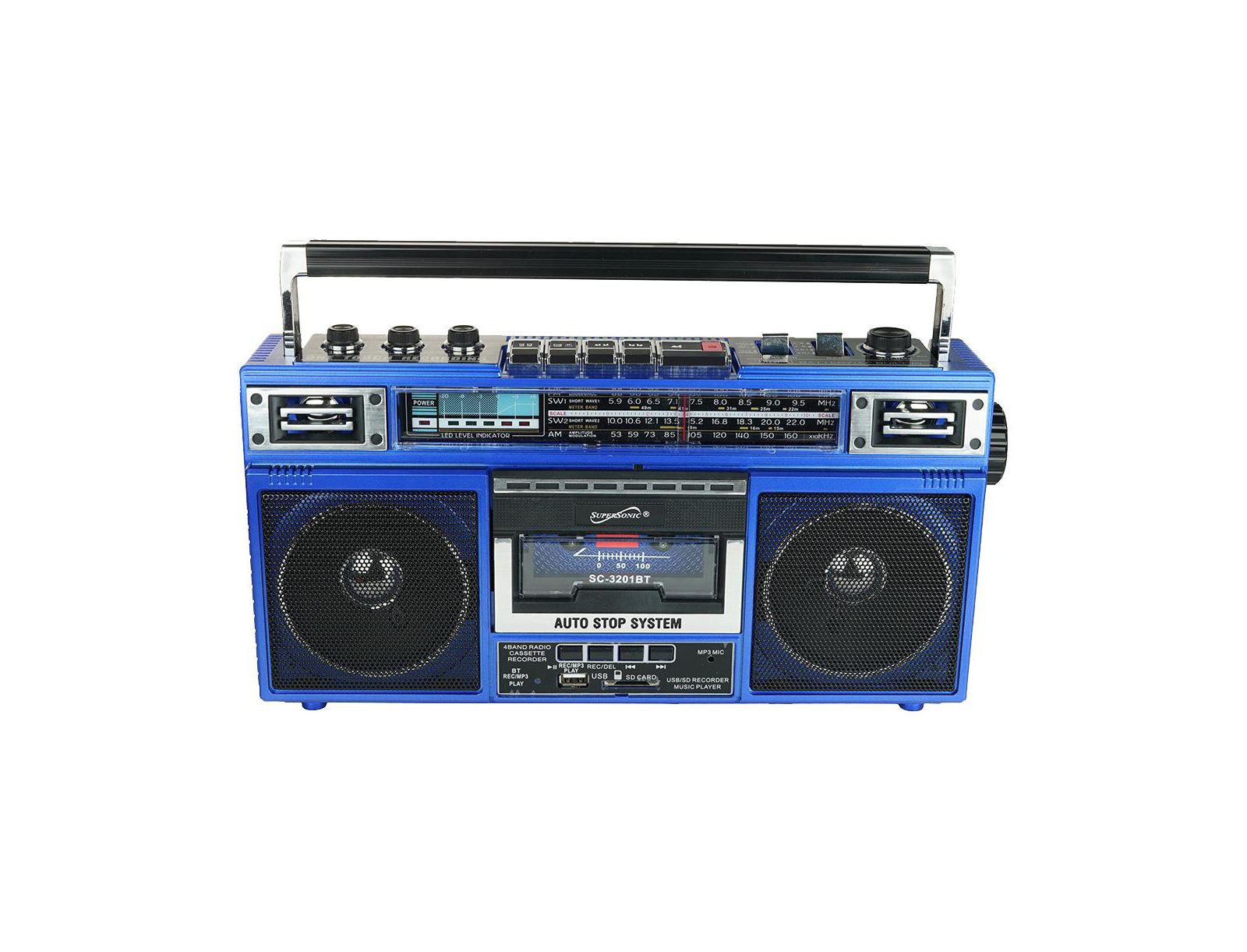 Supersonic Retro 4-Band Bluetooth Radio and Cassette Player