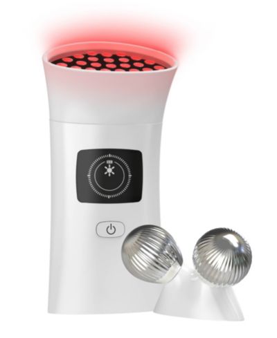 Tzumi 2-in-1 Microcurrent Facial Device LED Red Light Therapy Uplifter, Rechargeable Face Massager Tool