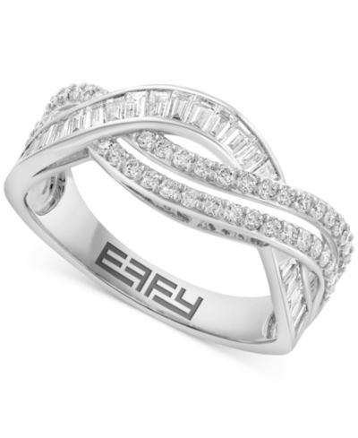 Кольцо EFFY Collection с круглыми и бaguette бриллиантами в белом золоте 14k