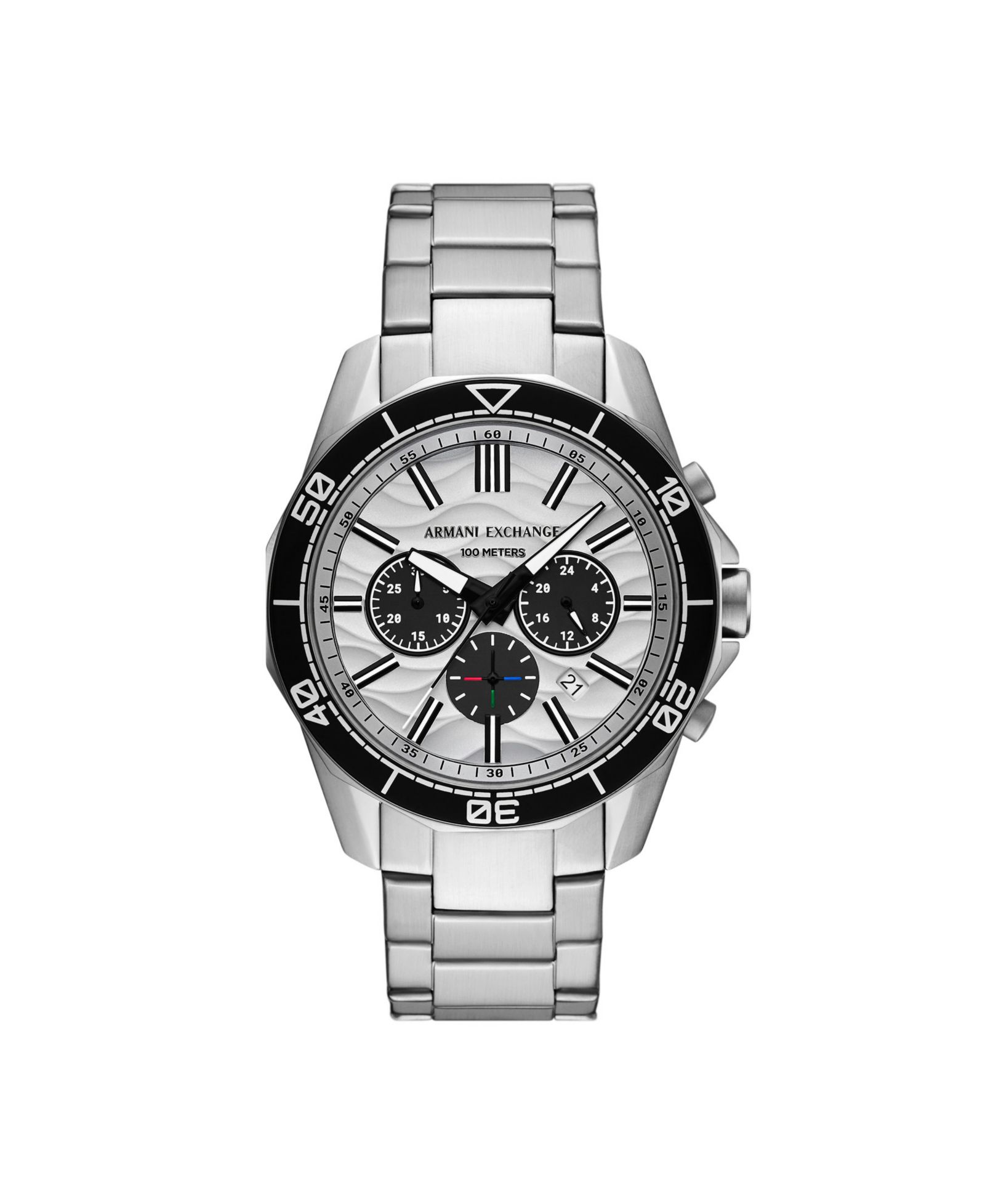 A|X Armani Exchange Men's Quartz Chronograph Silver Stainless Steel Watch, 44mm
