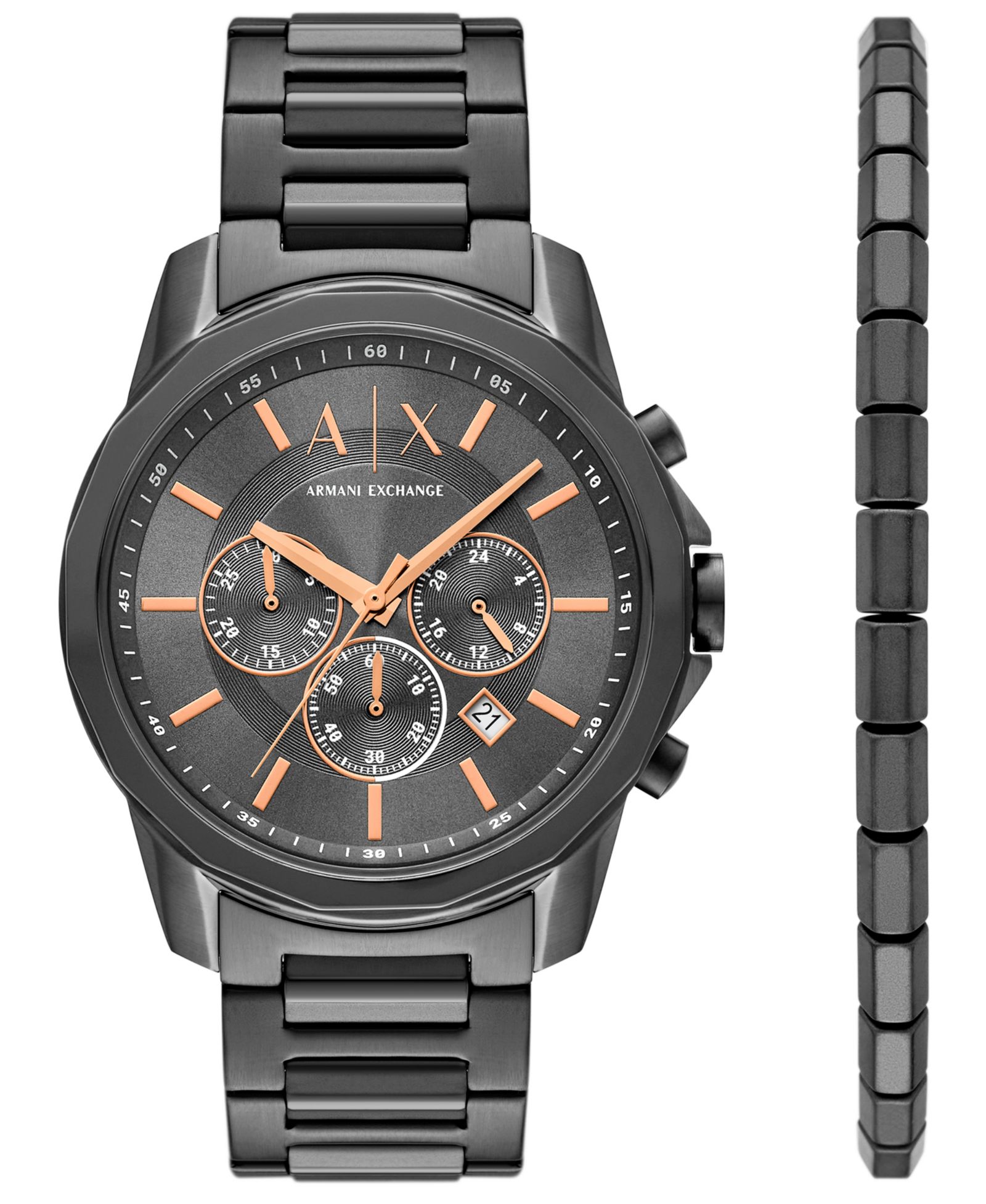 A|X Armani Exchange Men's Quartz Chronograph Gunmetal Stainless-Steel Watch, 44mm
