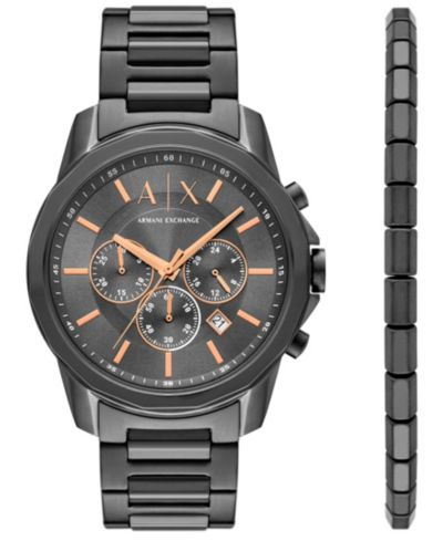 A|X Armani Exchange Men's Quartz Chronograph Gunmetal Stainless-Steel Watch, 44mm