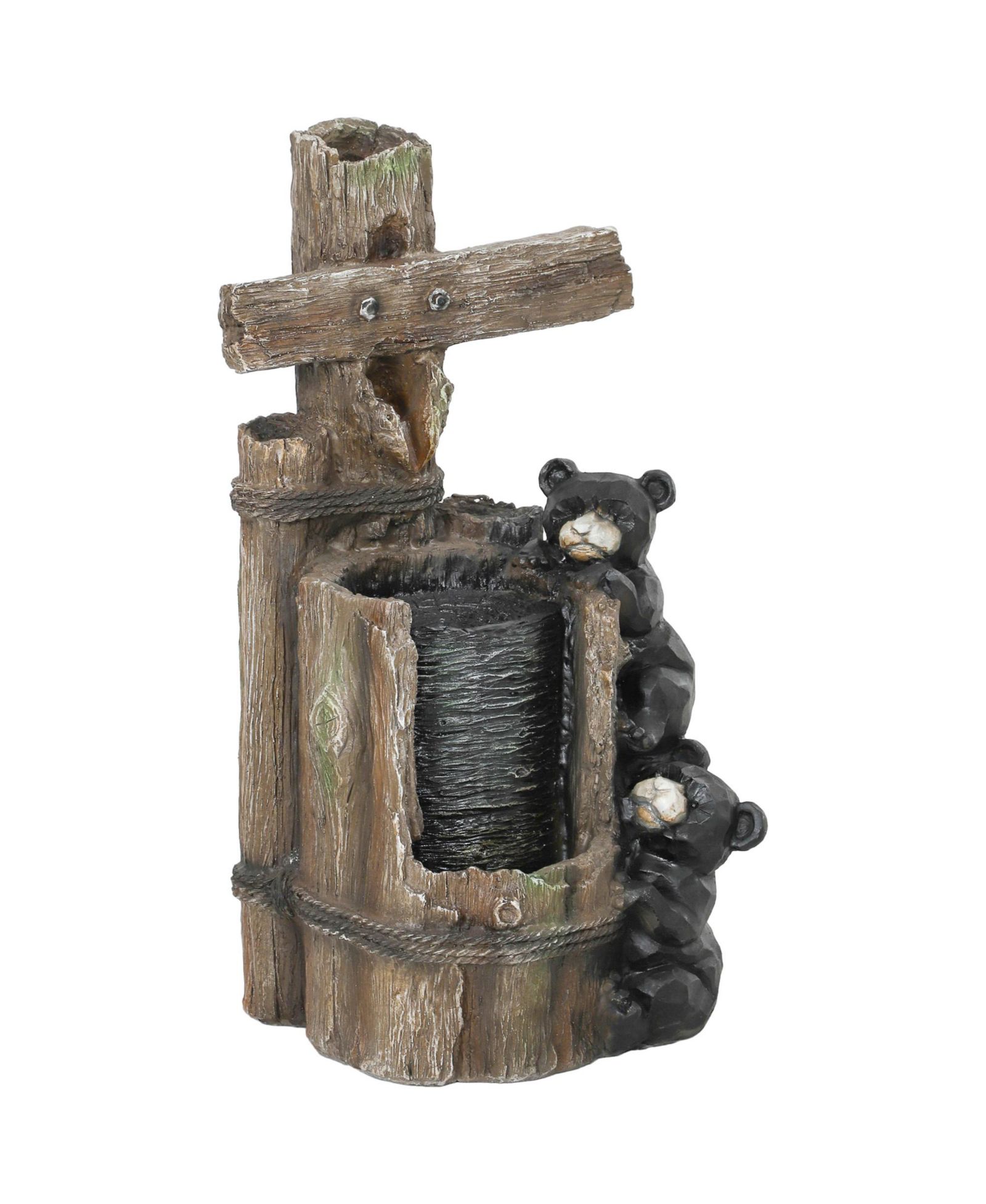 Outsunny 3-Tier 22.8" Outdoor Waterfall Fountain with LED Lights, Pump