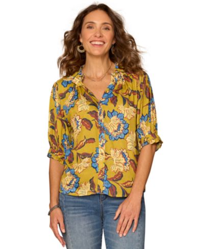 Женская блузка Democracy Petite Printed Elbow-Sleeve